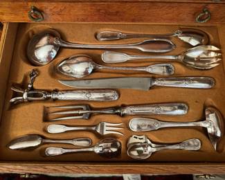 #40 - $800 - French Silverware in Silver Box .84 silver per pound metal blanc -Service for 12 -