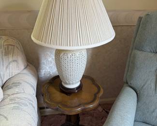 A lovely mid modern side table with a beautiful lamp