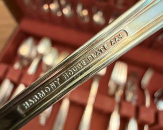 This is a lovely set of Harmony house, silver plate flatware in its original box!