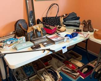 Back upstairs in the house, the purses and shoes have not been displayed in the room