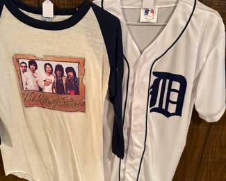 A vintage Rolling Stones T-shirt, and Detroit, Detroit Tigers jersey