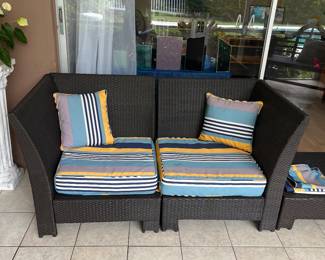 2-Piece Terrace Corner Sofa PE Rattan Outdoor Wicker Terrace Conversation Set