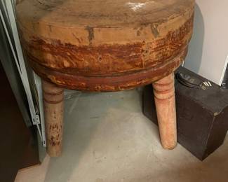 Old antique, round butcher block