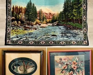 Vintage tapestry and wall art.