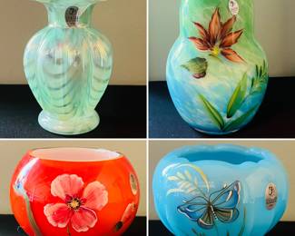 Fenton hand painted vases.