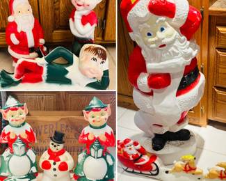 Vintage Christmas blow molds.