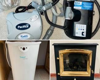 A Medical Pacifica Elite Compressor Nebulizer, towel warmer and electric fireplace.