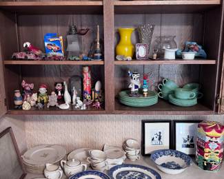 Lenox, blue willow, jadeite, toy cars, antique coffee grinder
