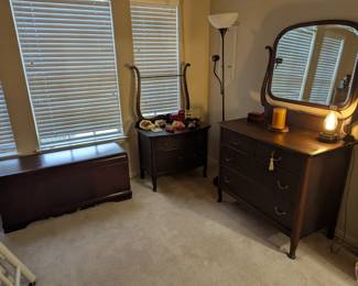 Vintage Furniture, Dresser with Mirror, Wash Stand, Cedar Trunk