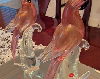 Murano Crystal Parrots