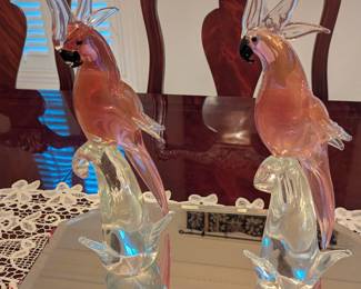Murano Crystal Parrots