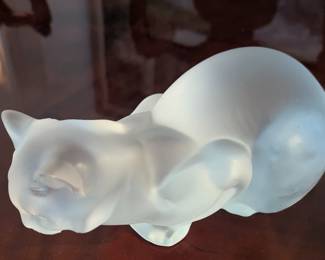 Laliques Chat Couche Crystal Crouching Cat
