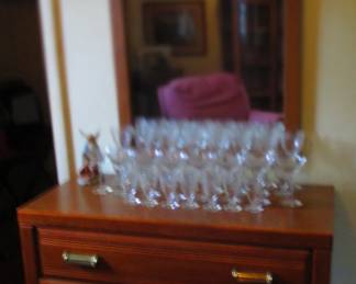 Dresser, Mirror and Fostoria (June) glassware