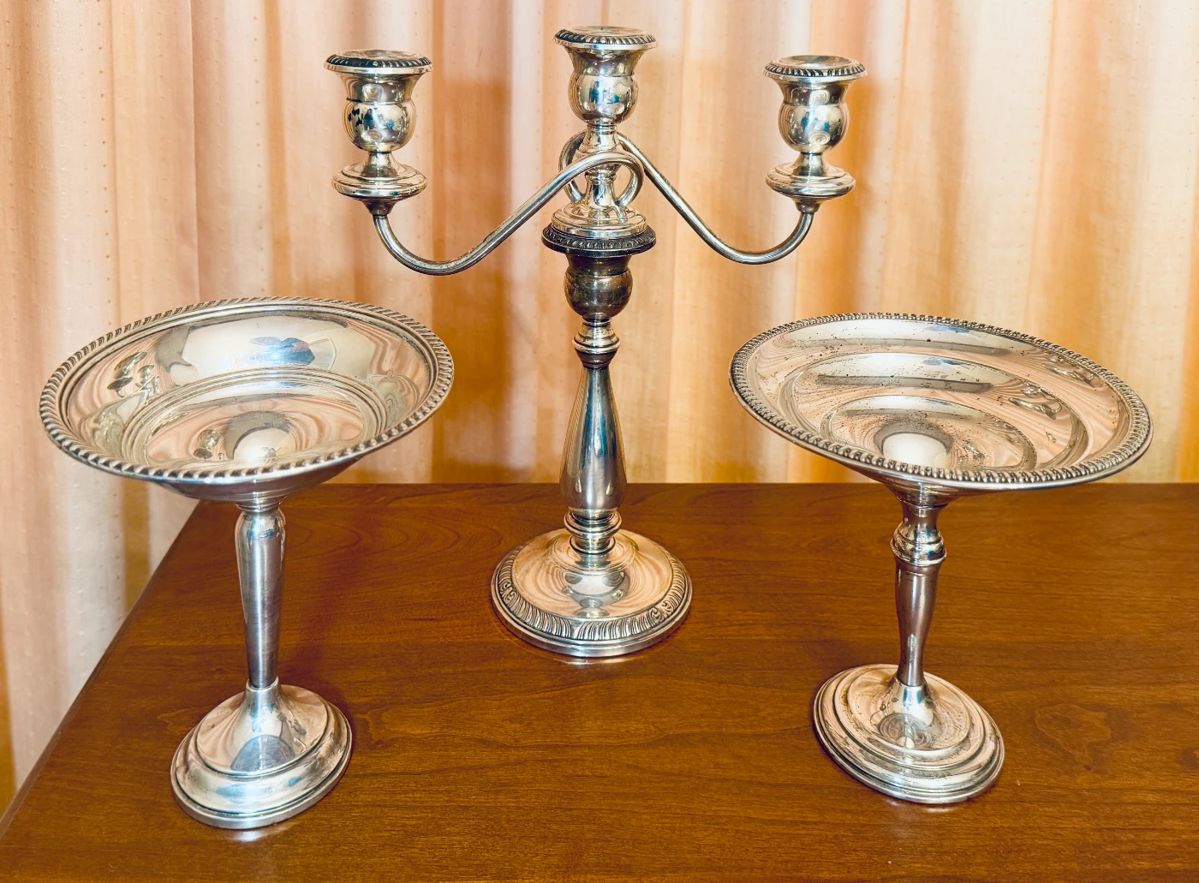 Sterling silver weighted candle holders