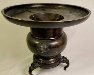 Japanese bronze Ikebana vase