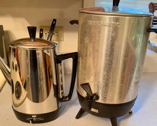GE percolator and Mirro-Matic coffee urn