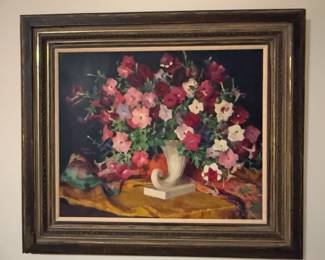 Framed floral painting signed by Karl Wolfe