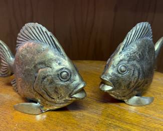 Brass weighted fish bookends