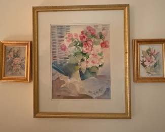 Framed floral prints by M.J. Henley