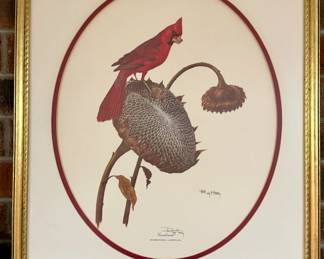 Framed print "Cardinal" signed by Ray Harm