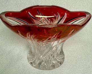 Fenton ruby red upper and clear lower basket