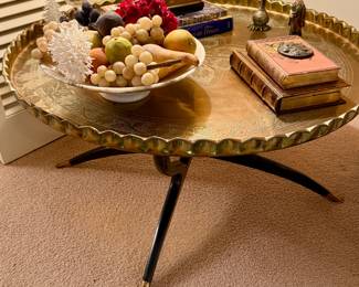 MCM Moroccan brass tray table with spider legs