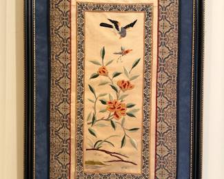 Framed Japanese silk art