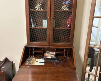 #14 2 piece sectary with drop front desk and 2 chicken wire doors 29x18-30x69 $275.00