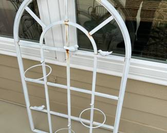 #234 2x3 white metal pot holder wall hanging $30.00