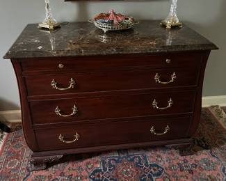 #28 Henkel Harris 1996 marble top 4 drawer chest 46x23x34 $2,000.00
