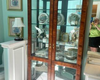 #123 Wood Glass Front and Side 5 shelf display Cabinet w/front Beveled Glass Doors (shelves 1/4" Thick Glass) 36x18x81 - You Move - 1 piece $220.00