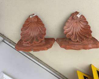 #230 pair of Terracotta shelves as is top 8x10x7 $30.00