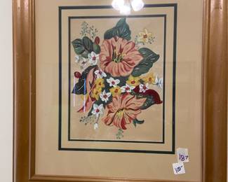 #187 Original acrylic of Flowers - 20x23 Framed and Matted $100.00