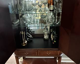 #35 Lane inlay bar with 1 drawer and 2 doors 2 glass shelves 31x16x60 $700.00