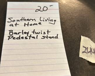 #244 Southern living at home barley twist pedestal stand $20.00