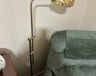 #12 brass floor lamp shell shape shade $75.00