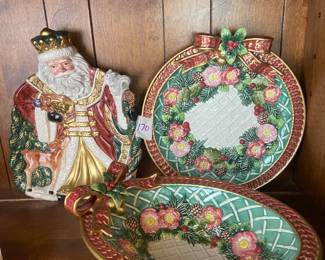 #170 Set of 3 Fitz And Floyd Christmas Dishes $30.00