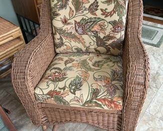 #90 QC plastic wicker glider rocker with summer classic cushion $150.00