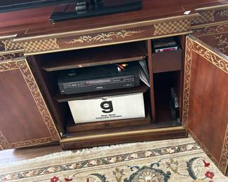 #52 Drexel heritage Asian painted style cabinet with pull outs and 4 doors 60x20x31 $950.00
