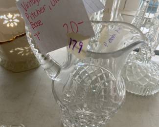 #179 Vintage Glass Pitcher Daimond Base 7" $20.00