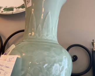 #161 Celedon Green Porcelain Vase - 10" $30.00