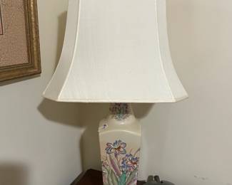 #7 ceramic painted lamp with brass base 30 tall $75.00