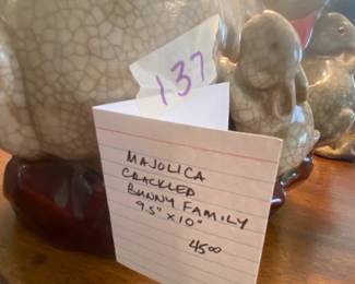 #137 Majolica Cracked Bunny Family - 9.5" x 10" $45.00