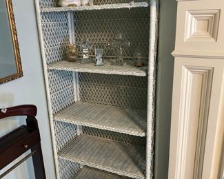 #75 wicker shelf 57x12x68 $130.00
