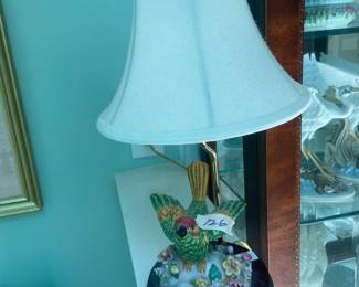 #126 Ceramic Bird Lamp on Wood Base - 16" Tall $20.00