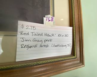 #168 "Red Tailed Hawk" 24x30 Jim Gray Print Regional Artist $275.00