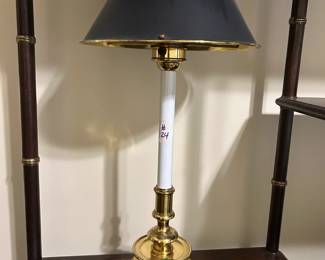 #24 candle stick table lamp with black shade 23 tall heavy $75.00