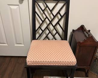 #26 odd dining chair black with bamboo look back $30.00