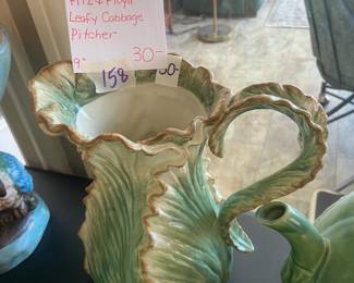 #158 Fitz &Floyd Leafy Cabbage Pitcher 9" $30.00