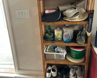 #96 wicker shelf with 6 shelves 25x10x82 $75.00